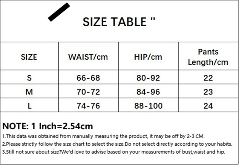 a size guide for a table with measurements