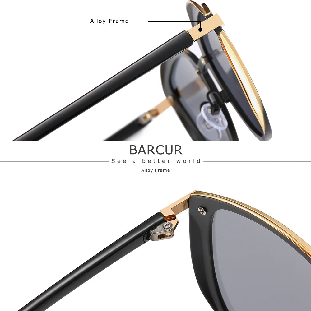 a pair of black and gold sunglasses