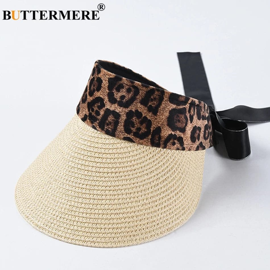 a hat with a leopard print on it