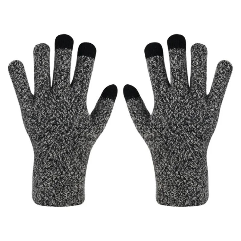 a pair of gray gloves on a white background