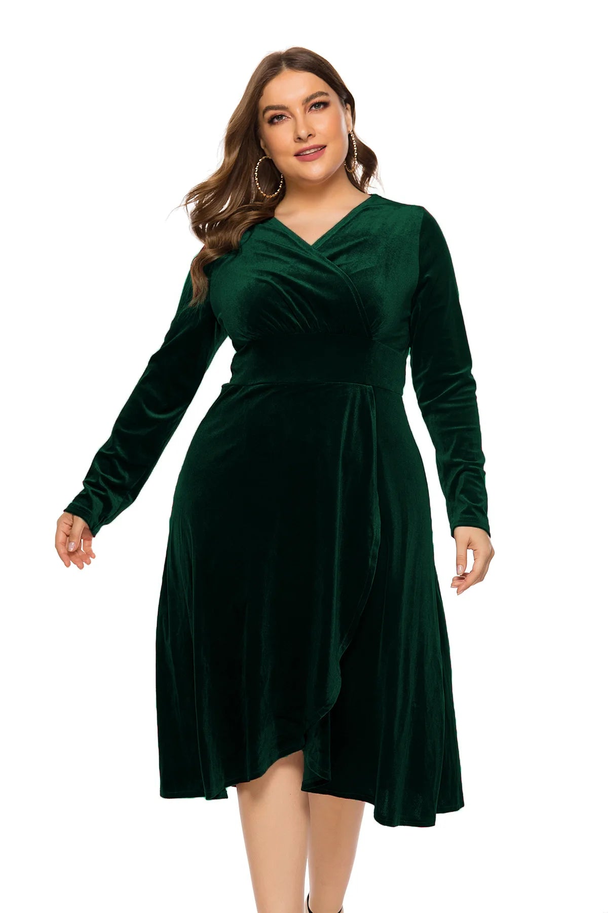a woman in a green dress