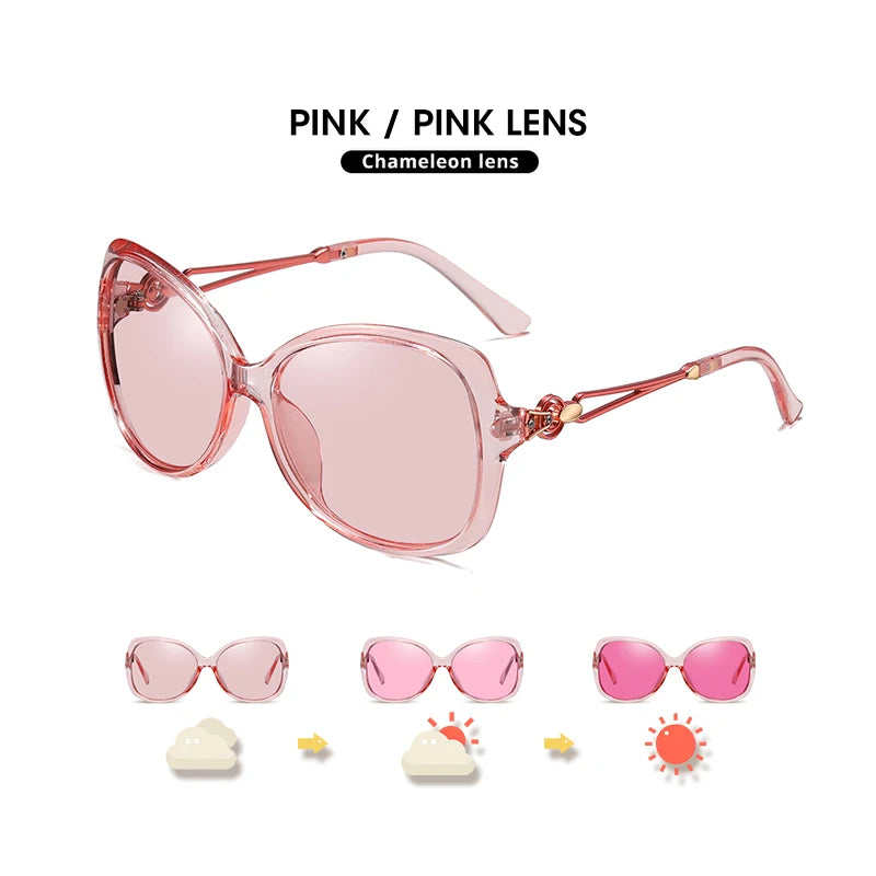 a pink sunglasses with different colors and shapes