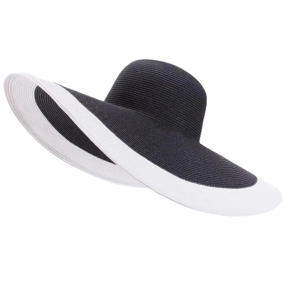 a black and white hat on a white background