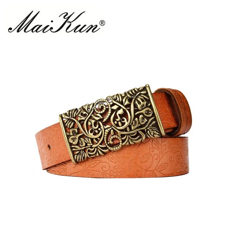 Hollow Out Metal Buckle Leather Belts