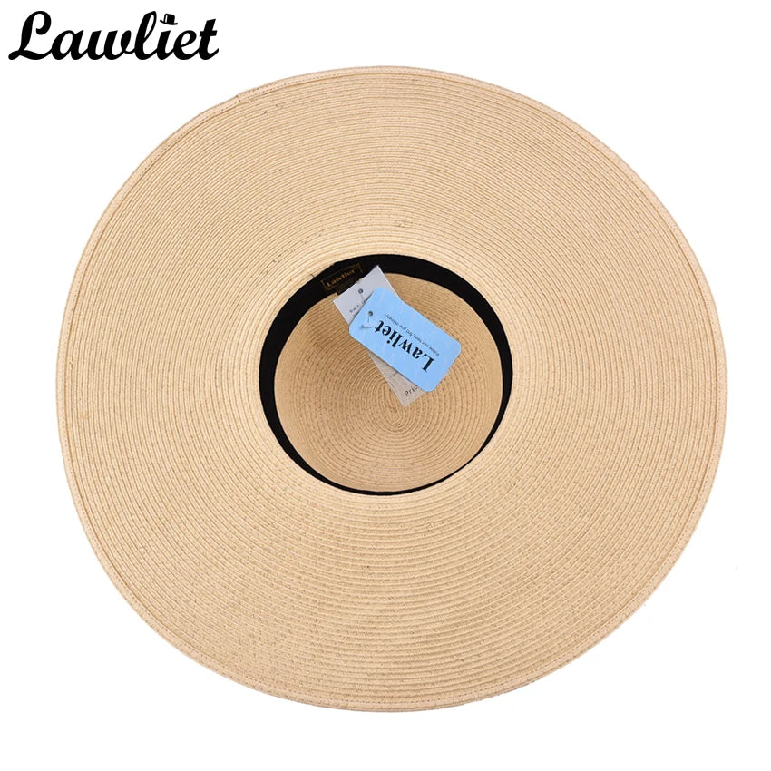 a straw hat with a blue label on it