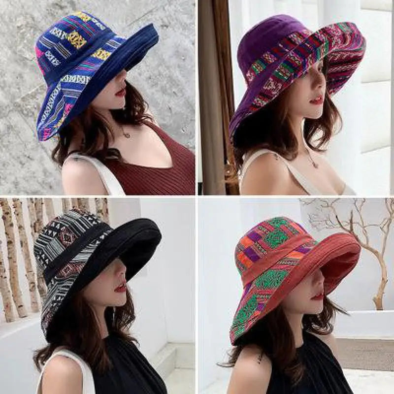 four different hats with different colors and designs