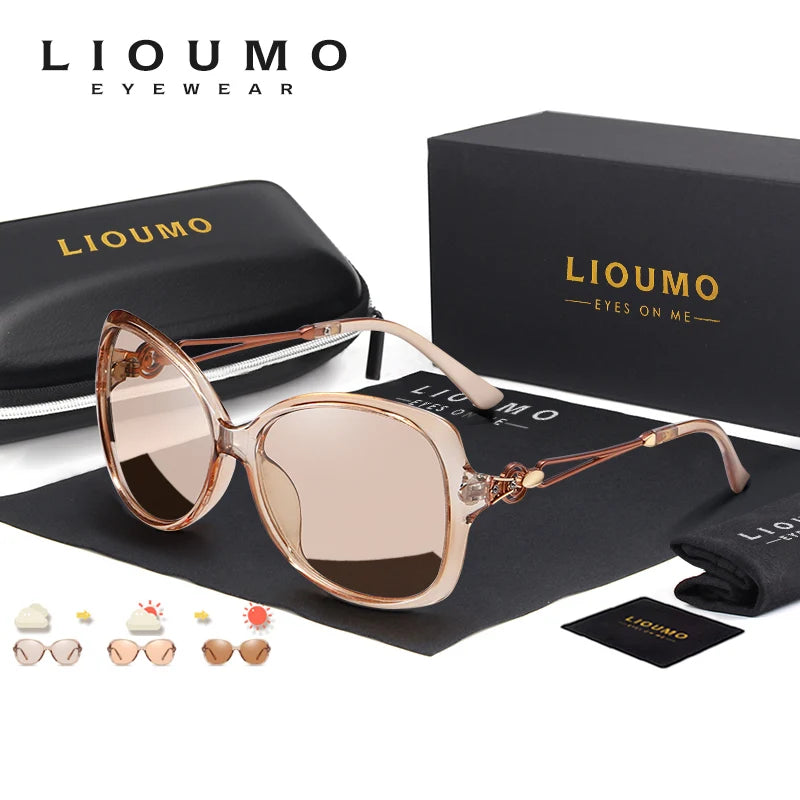 a women's sunglasses with a box and accessories