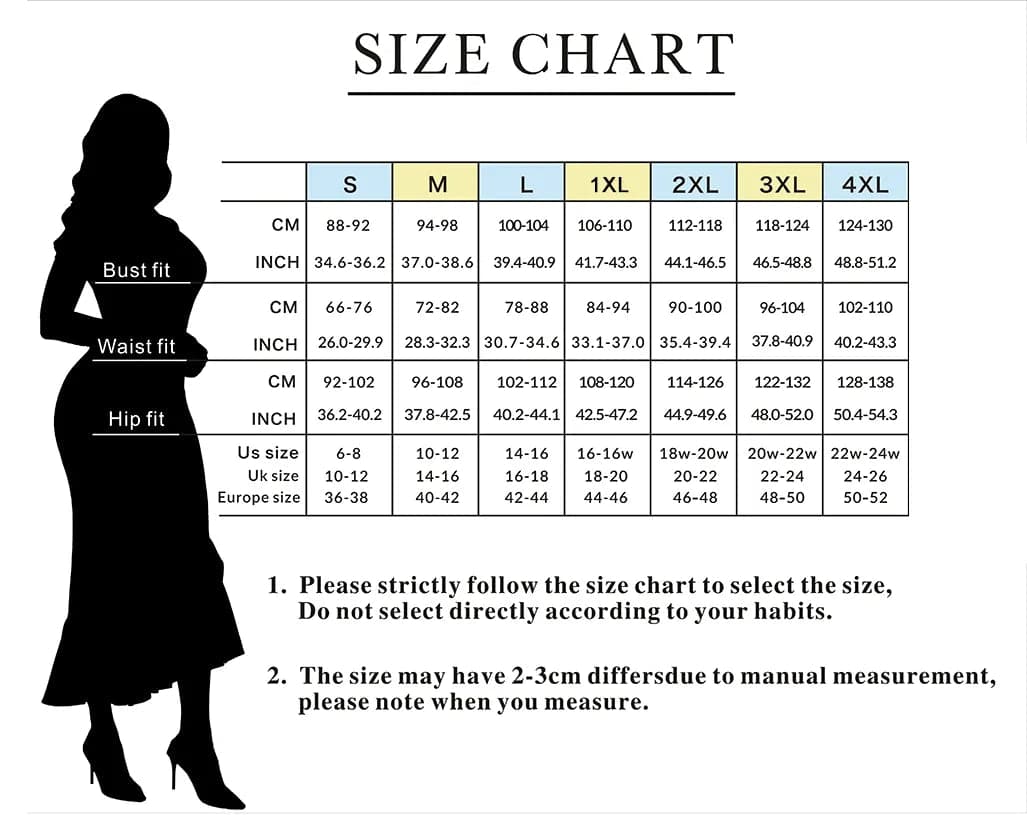 Fuchsia See-Through Dress Size Chart