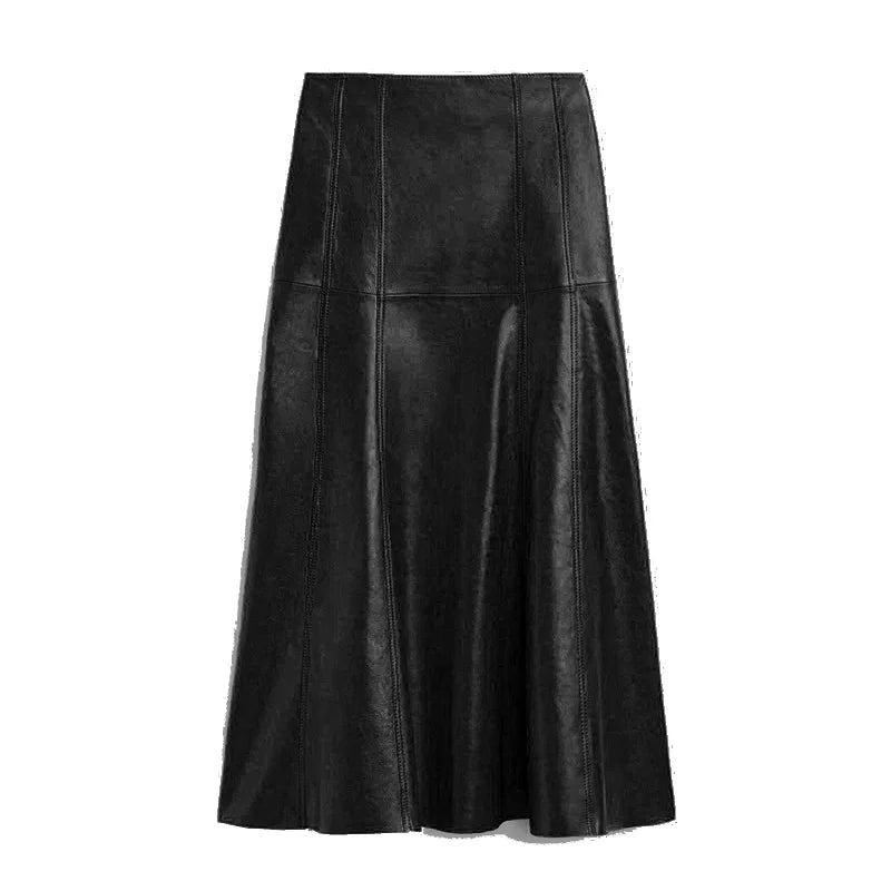 a black leather skirt on a white background