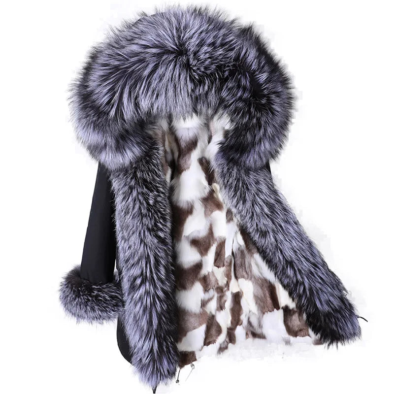 a fur coat with a giraffe pattern on it