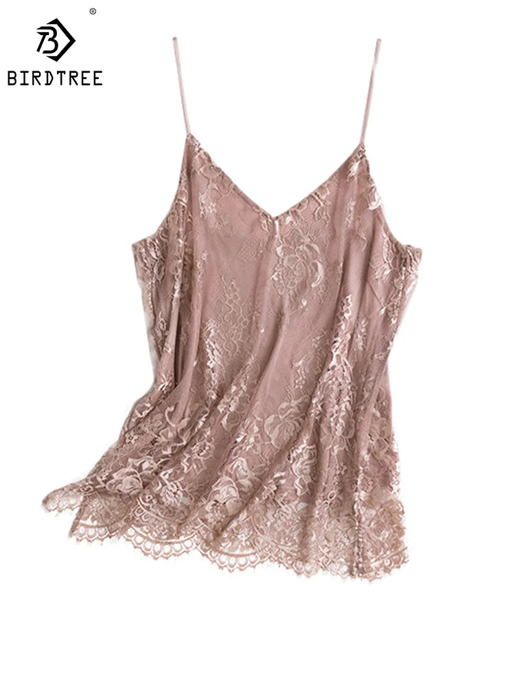 a women's tank top with lace on it