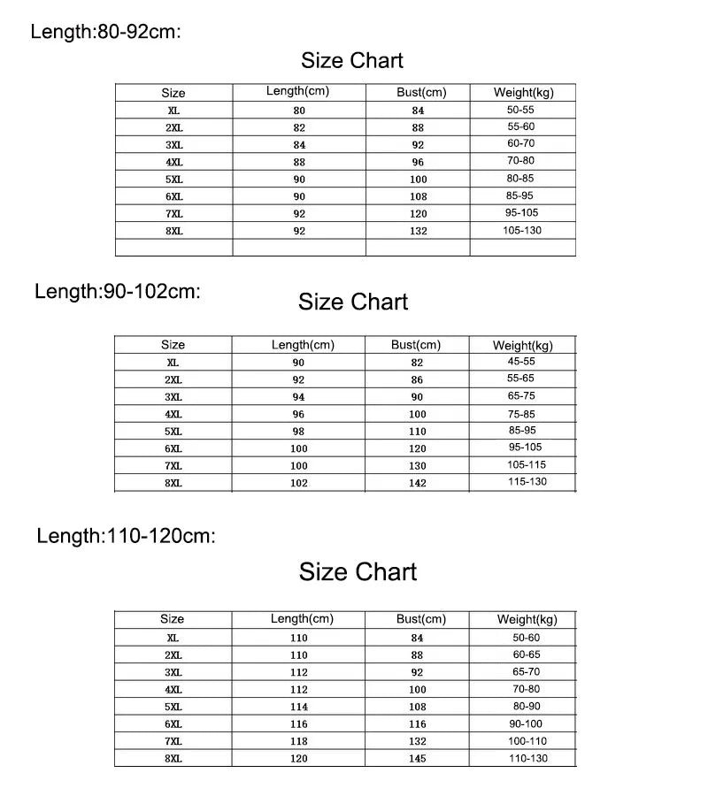 the size chart for a women's dress