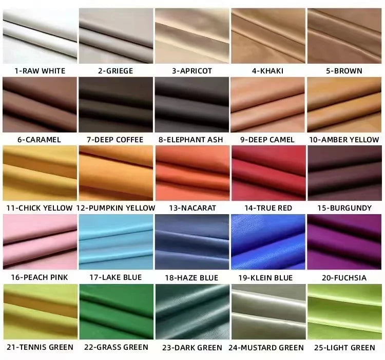 a chart of different colors of leather