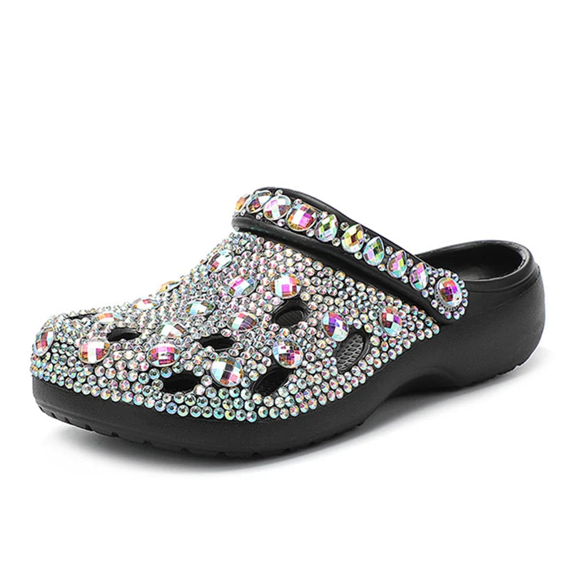 a women's clogs with multicolored stones