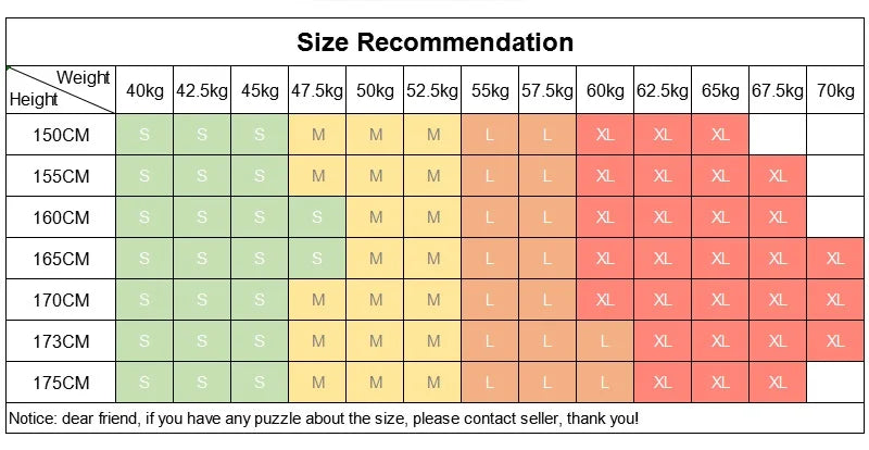 the size chart for a women's size chart