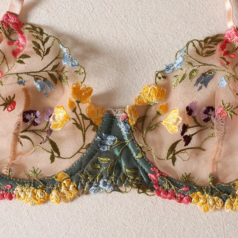 a bra that has a bunch of flowers on it