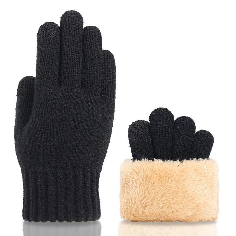 a pair of black gloves with a fuzzy wrist