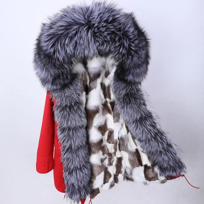 a woman's fur coat with a giraffe pattern