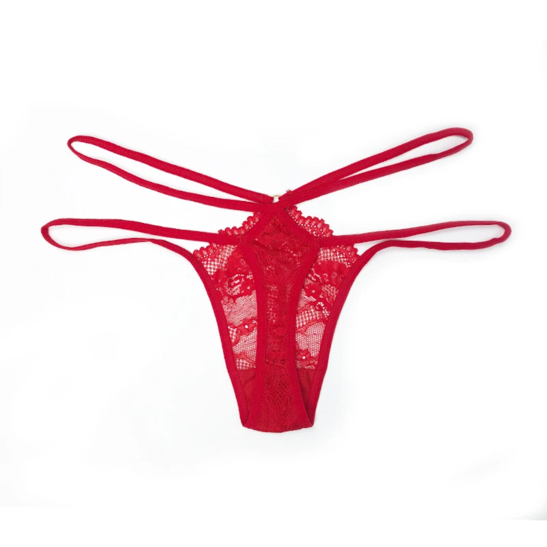 a woman's red bra with lace