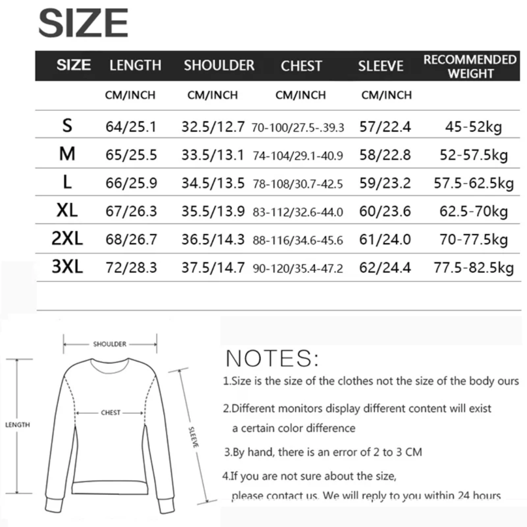 the size and measurements of a women's sweater