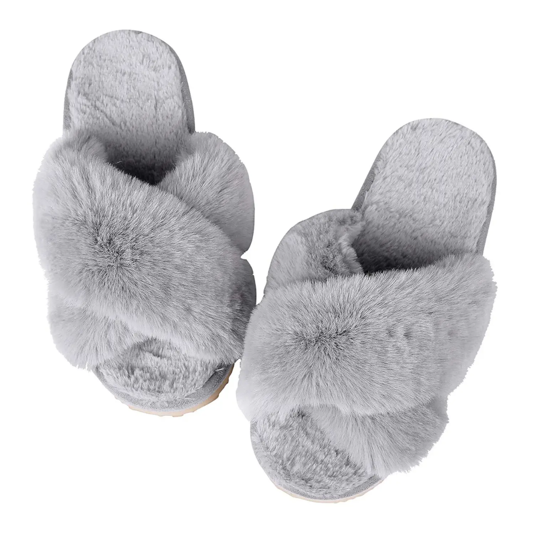 a pair of slippers with fur on them