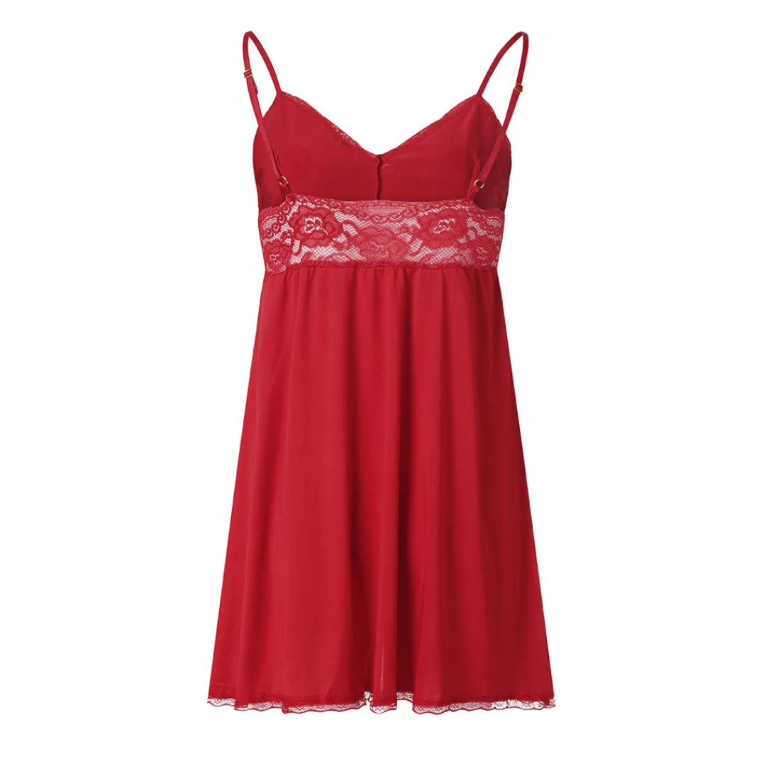 a women's red nightgown with lace trim