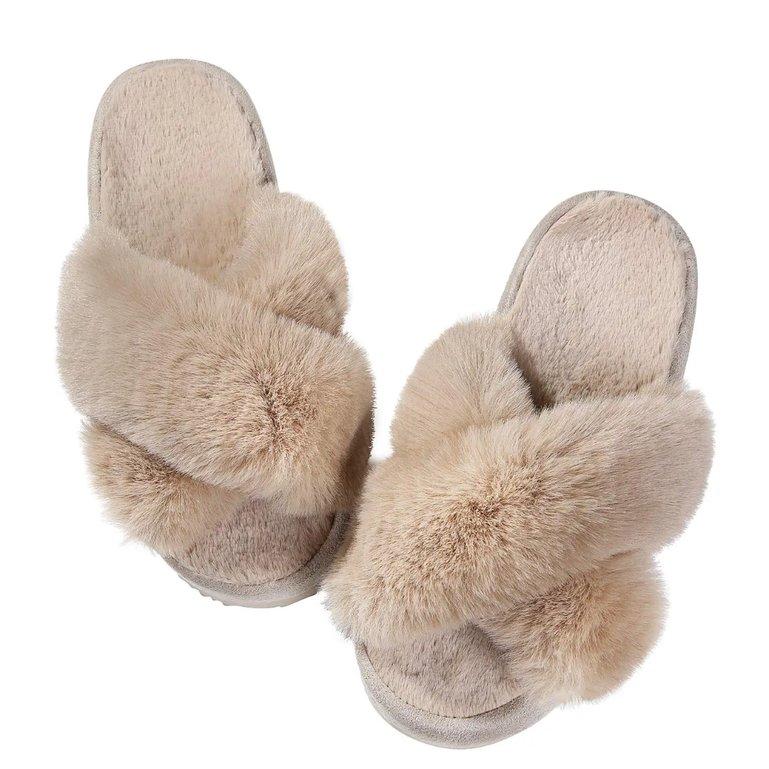 a pair of slippers with fur on them