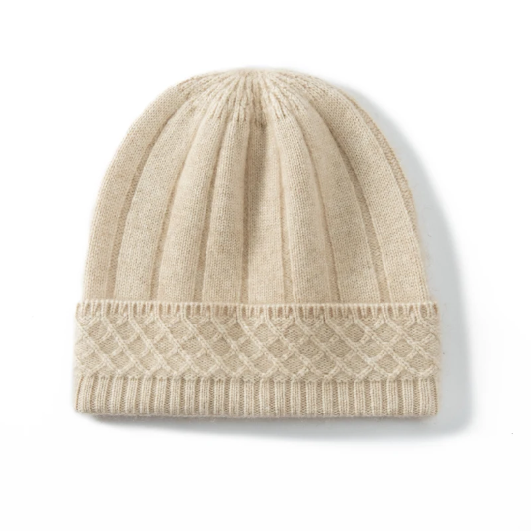 a white knitted hat on a white background