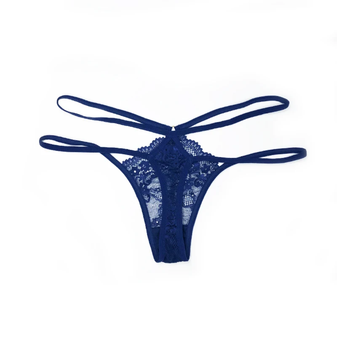 a women's blue bra with lace