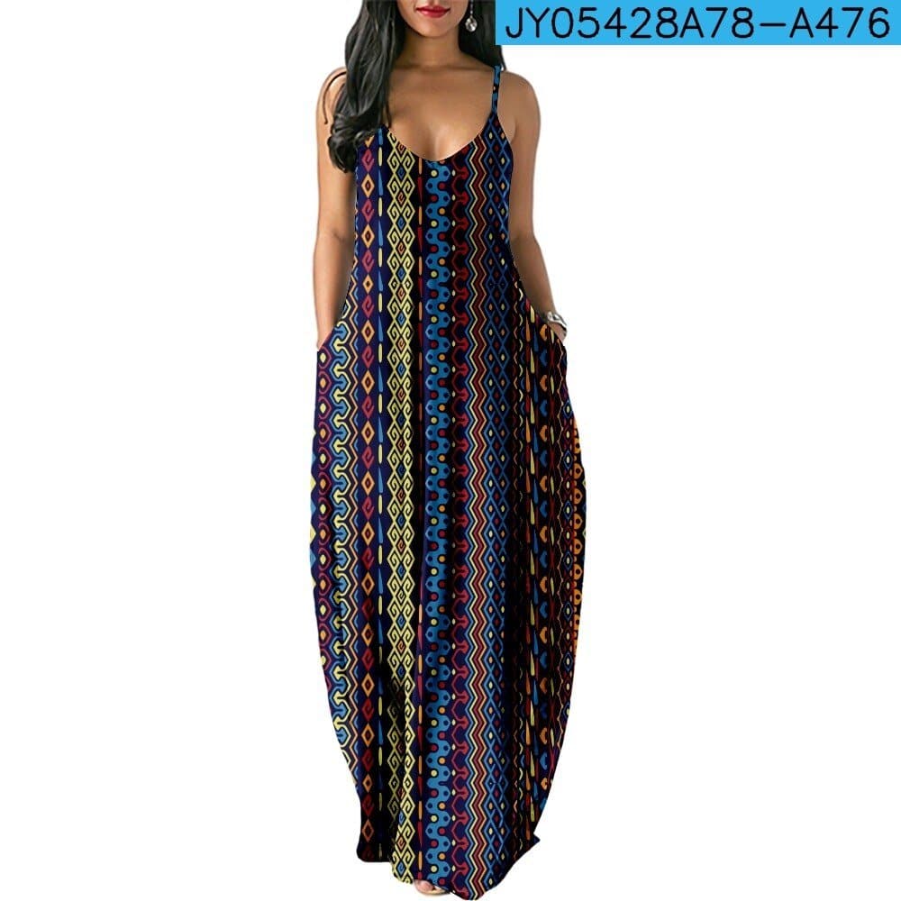 2022 Boho Print Women Casual Loose Dress - Wandering Woman