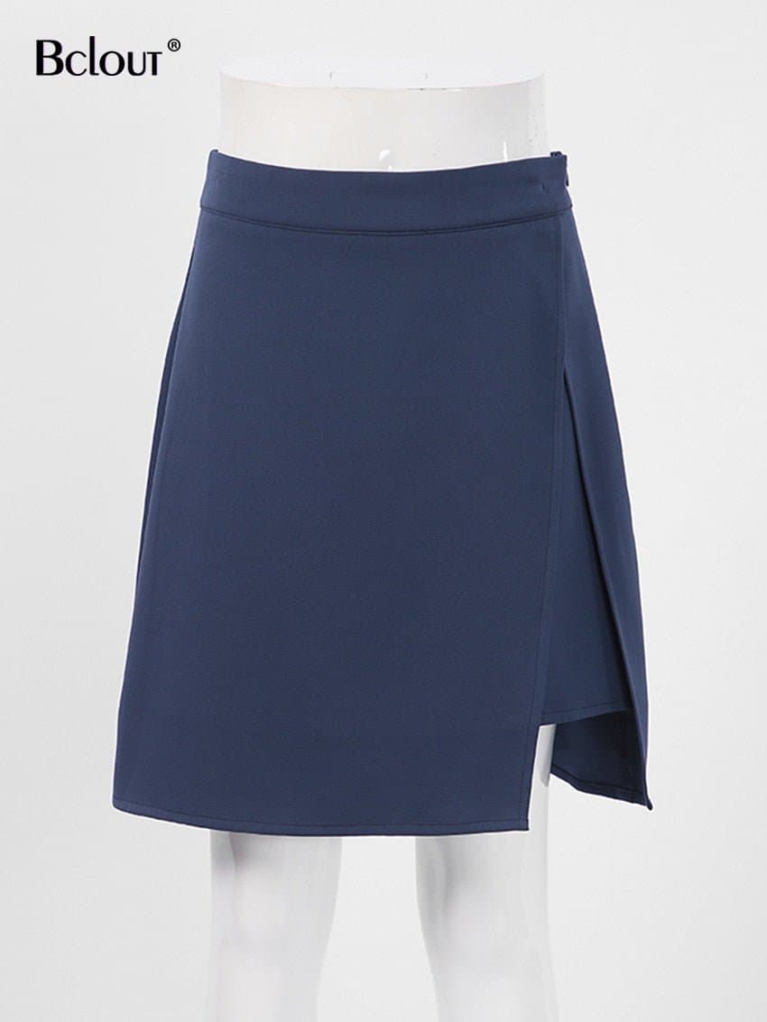 Autumn Blue A-Line Split Skirt - Wandering Woman