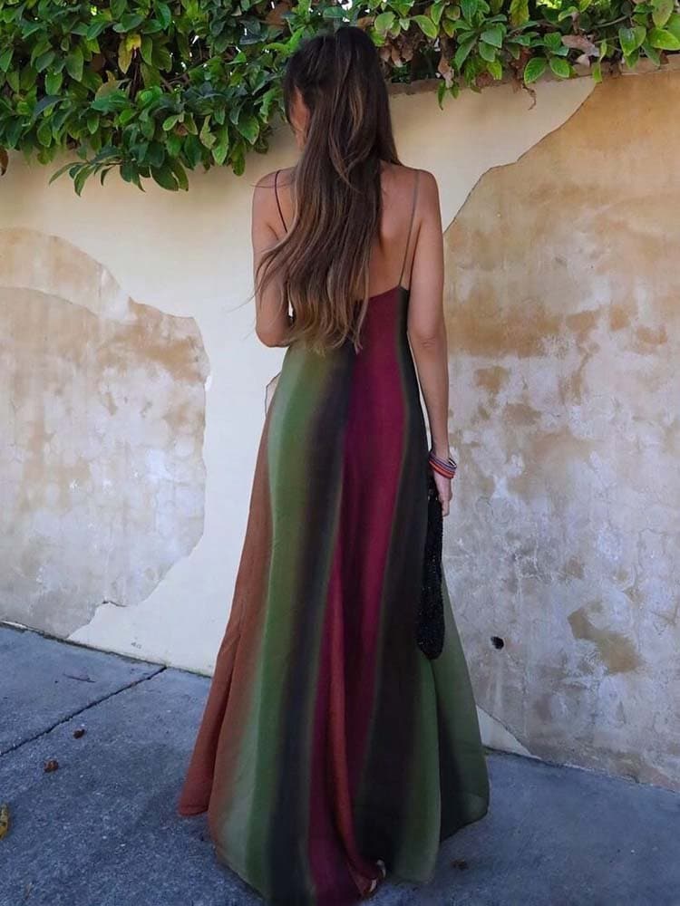 Backless Long Chiffon Beach Sling Dress - Wandering Woman