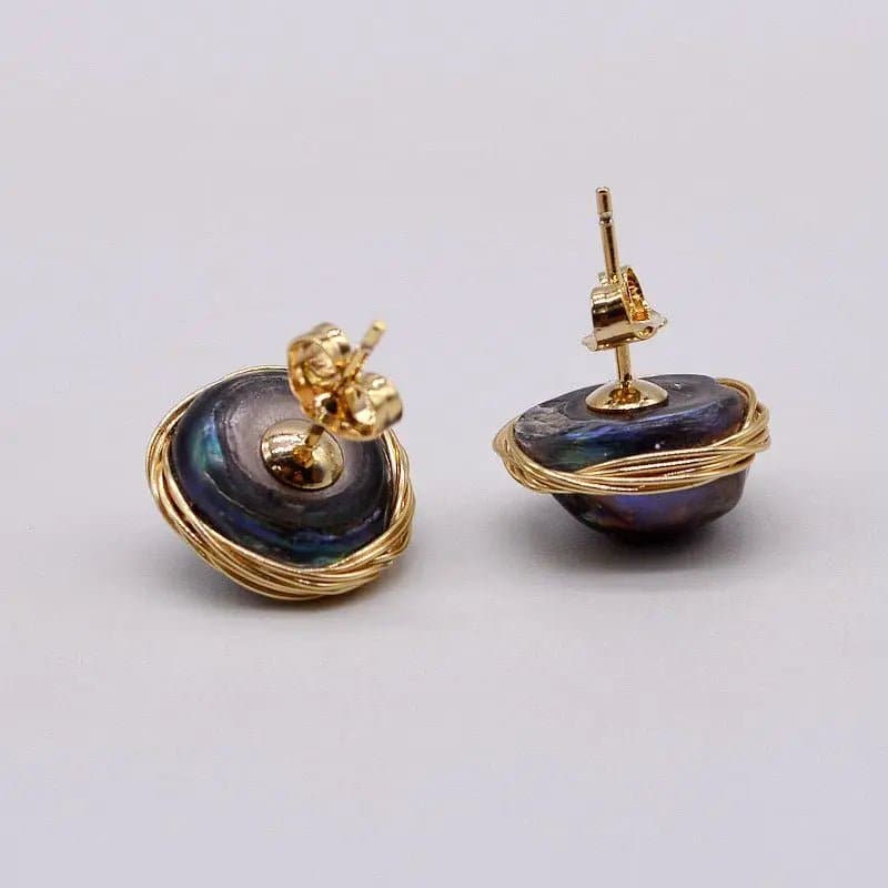 Black Pearl Stud Earrings - Freshwater, Irregular Shape, Women's Fashion Earrings - Wandering Woman