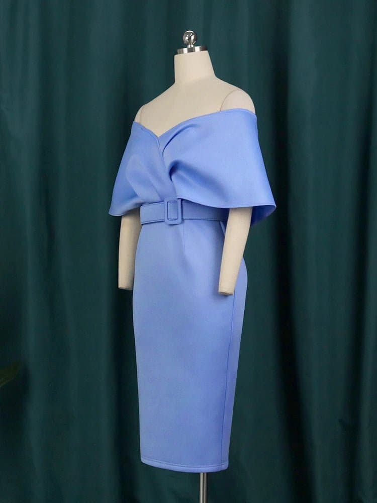 Blue Off Shoulder Dress - Wandering Woman