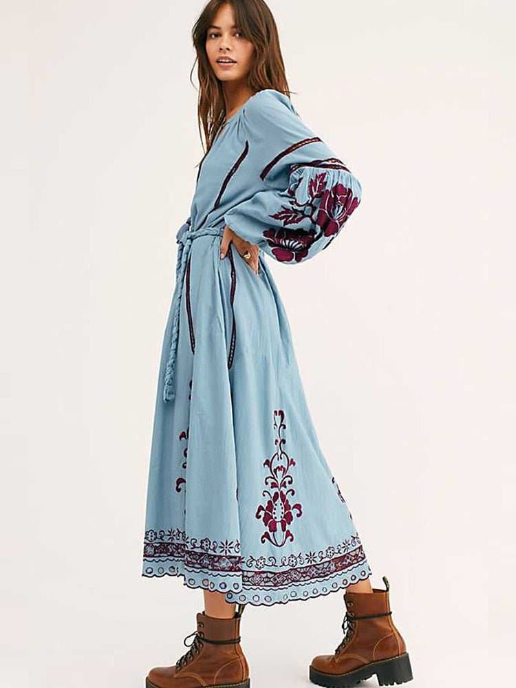Bohemian Retro Cotton Maxi Dresses - Wandering Woman