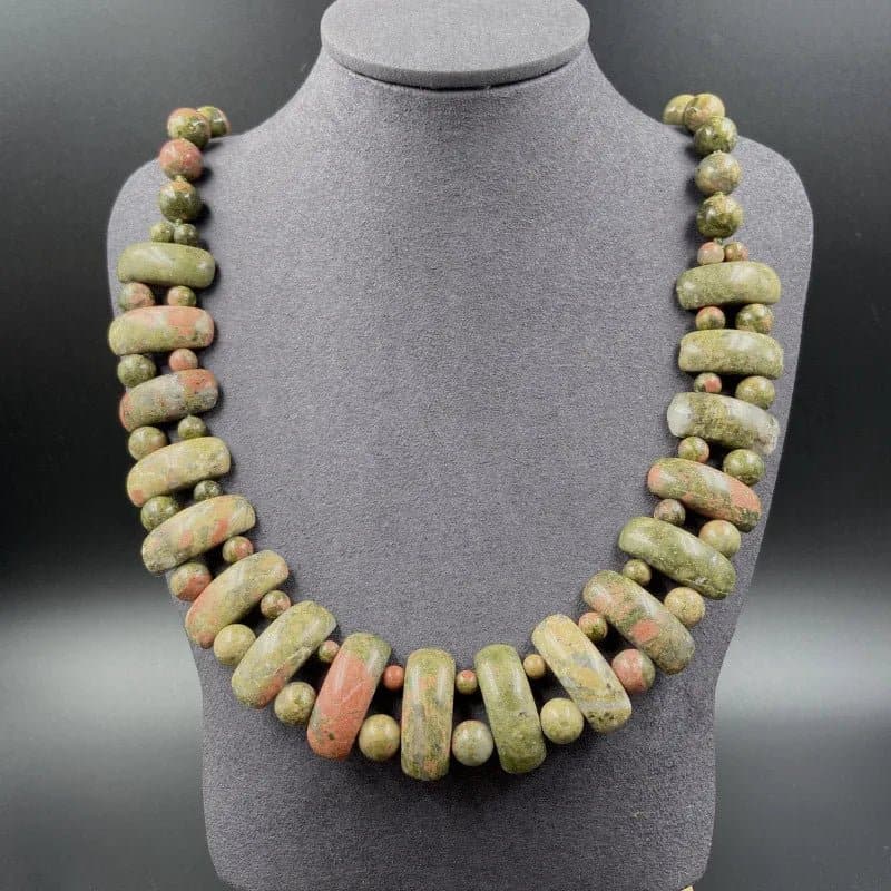 Boho Natural Stone Necklace - Handmade Vintage Ethnic Jewelry - Wandering Woman