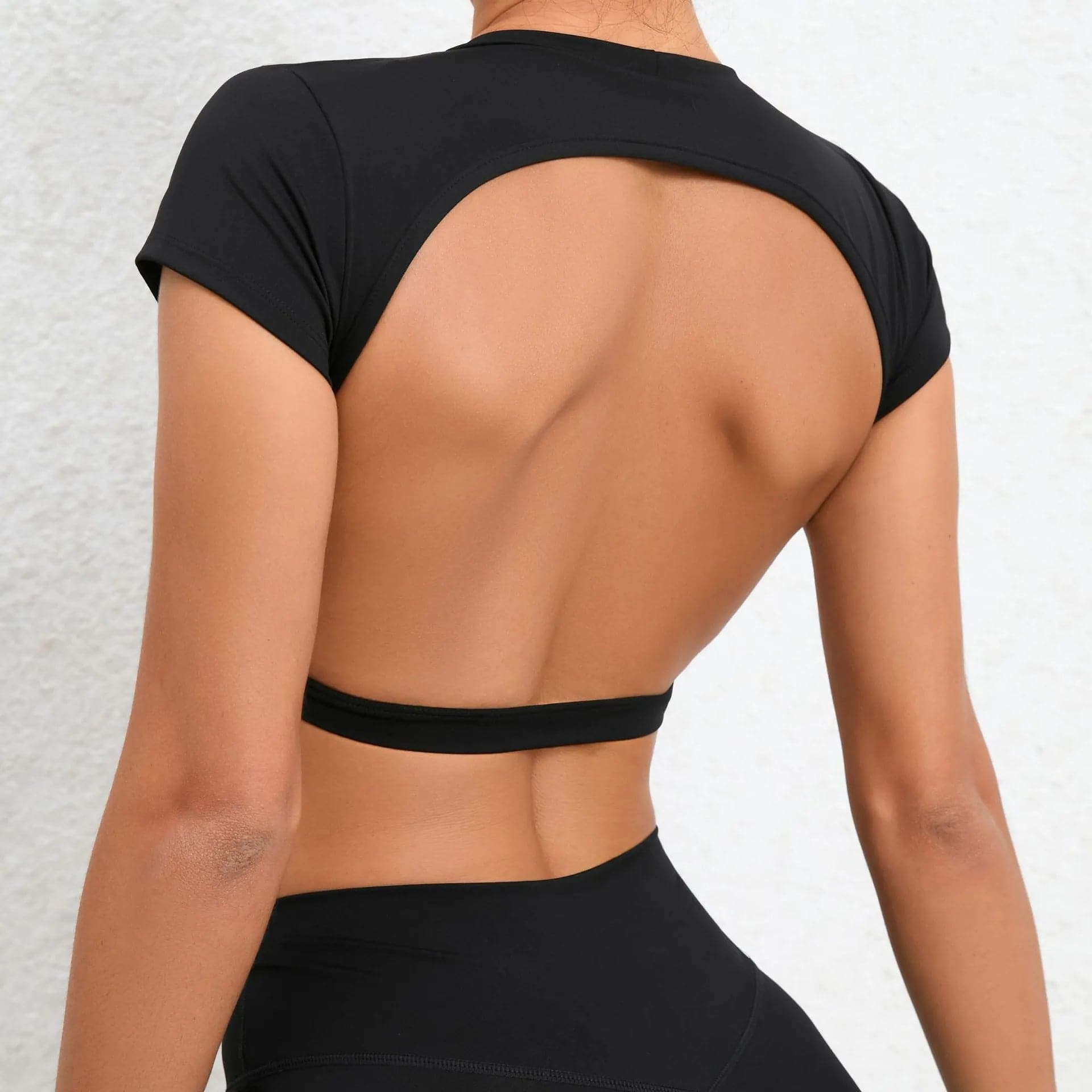 Breathable Backless Yoga Tops for Women - Moisture-Wicking, Short-Sleeve Shirts - Wandering Woman
