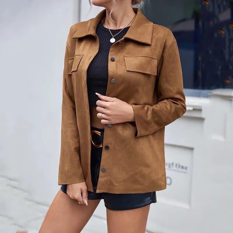 Button Up Suede Jacket - Wandering Woman