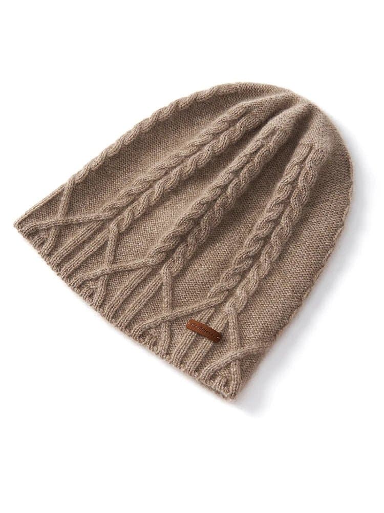 Cashmere Knit Cable Beanie - Wandering Woman