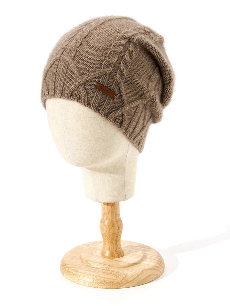 Cashmere Knit Cable Beanie - Wandering Woman