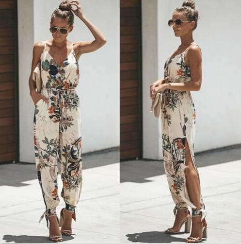 Casual Floral Sleeveless Romper - Wandering Woman