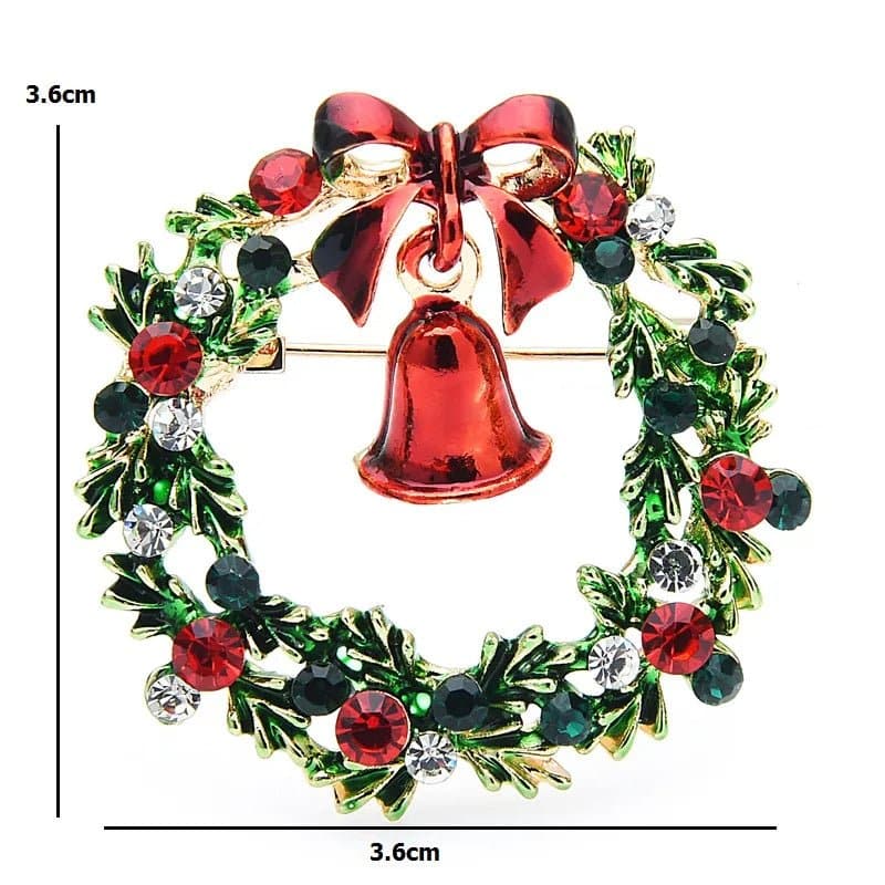 Christmas Wreath Bell Brooches - Wandering Woman