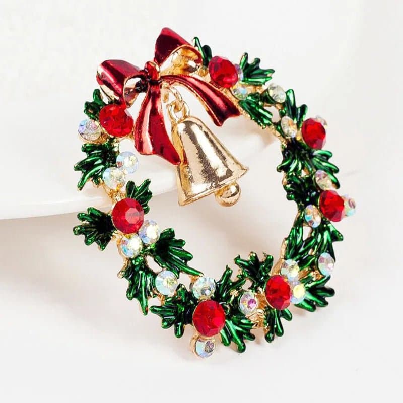 Christmas Wreath Bell Brooches - Wandering Woman