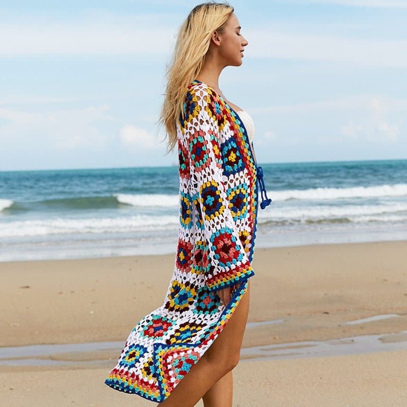 Colourful Crochet Beachwear Cover Up - Wandering Woman