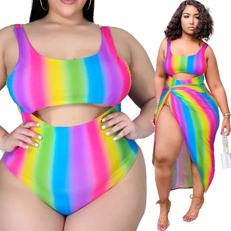 Colourful Swimsuit with Cover Up - Wandering Woman