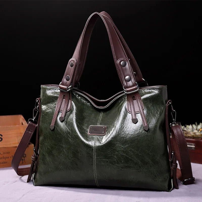 Crossbody Handbag for Ladies - LadyHuarui Shoulder Bag, PU Material, Solid Pattern, Vintage Style - Wandering Woman