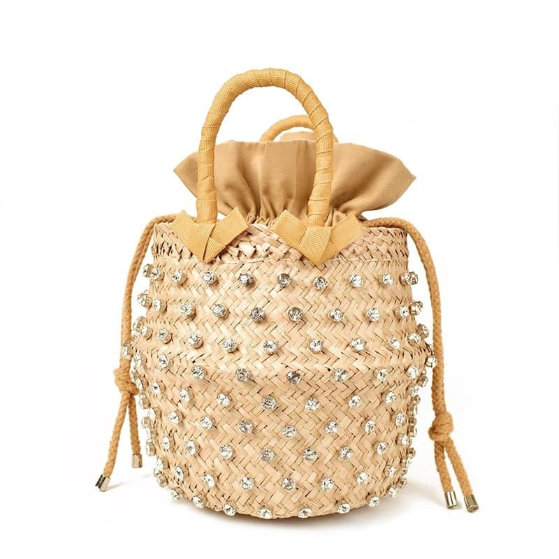 Crystal Embellished Woven Tote Bag - Wandering Woman