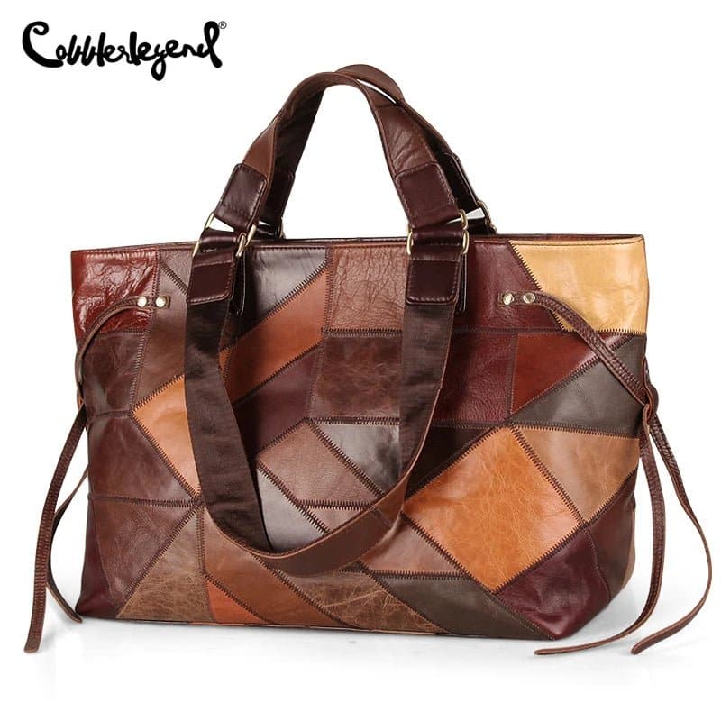 Designer Leather Shoulder Bags - Genuine Cow Leather - Casual Tote - Wandering Woman