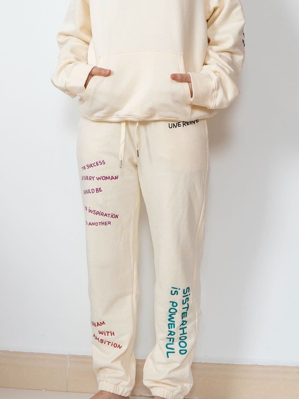 Embroidered Hoodie Pullover and Pants - Wandering Woman