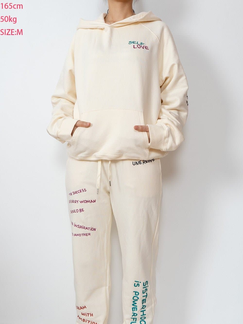 Embroidered Hoodie Pullover and Pants - Wandering Woman